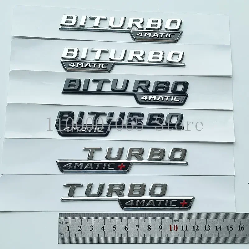 New 12cm Biturbo_4matic Turbo-4matic+ ABS Emblem for A35 A45 E43 CLA45 GLA35 Car Fender Nameplate Logo Sticker