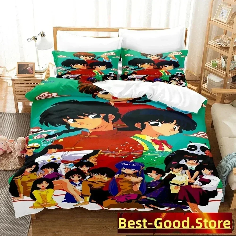 3D Print Anime Ranma 12 Bedding Set Boys Girls Twin Queen King Size Duvet Cover Pillowcase Bed boys Adult Home Textileextile