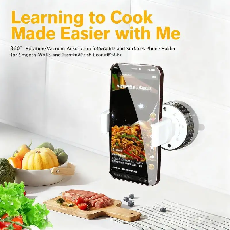 Support de téléphone portable rotatif à ventouse sous vide, non adhésif, multifonctionnel 360 °   rotation, support de téléphone fixe