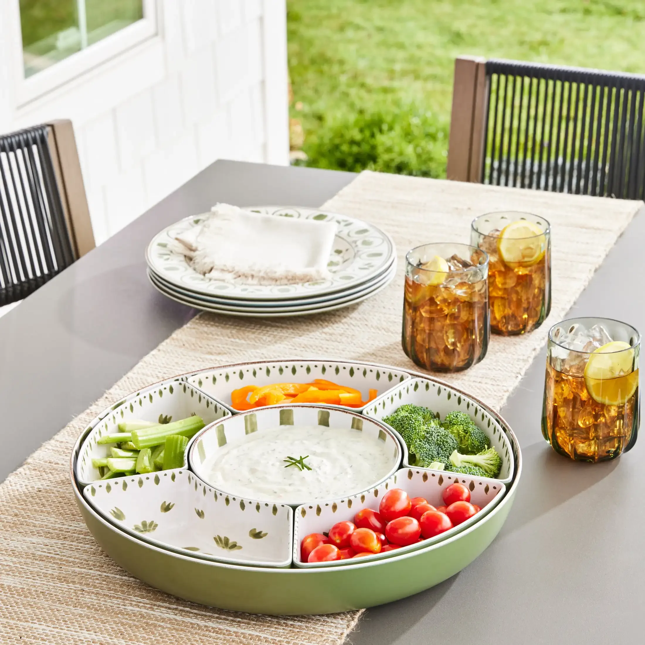 Better Homes & Gardens Бамбуковый меламиновый лоток для фишек и погрузчиков, зеленый