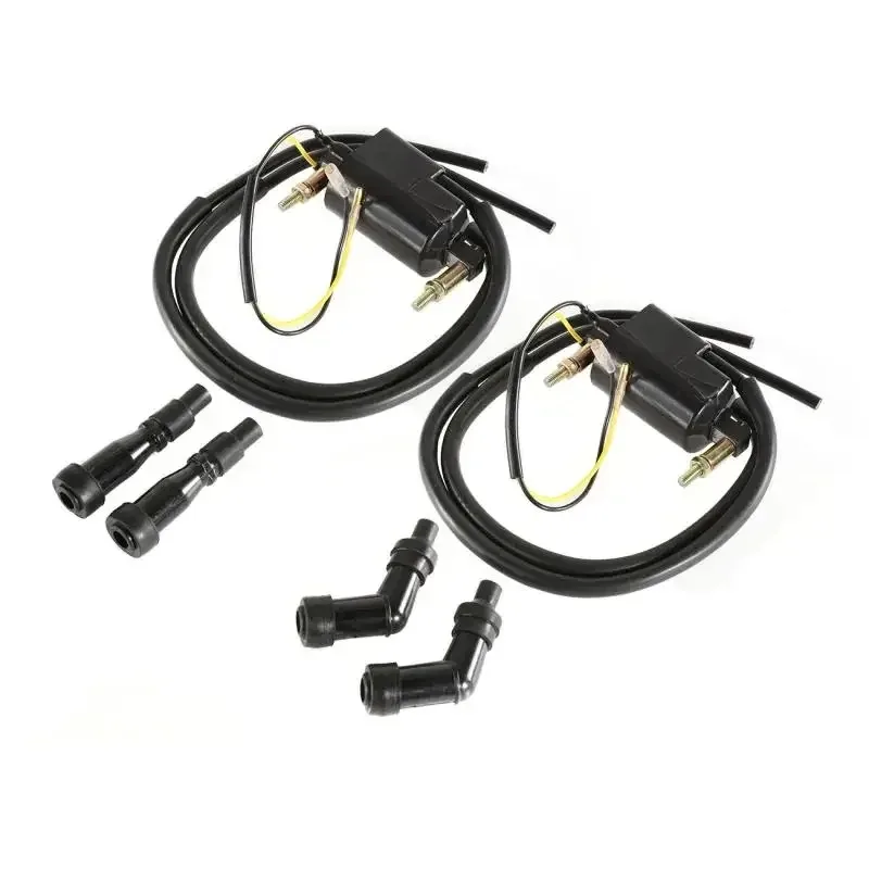 Ignition Coil Set for Suzuki GS550 GS750 GS850 GS1000 2 Dual Output + 4 Ohm Coils with Spark Plug Caps #33410-45012
