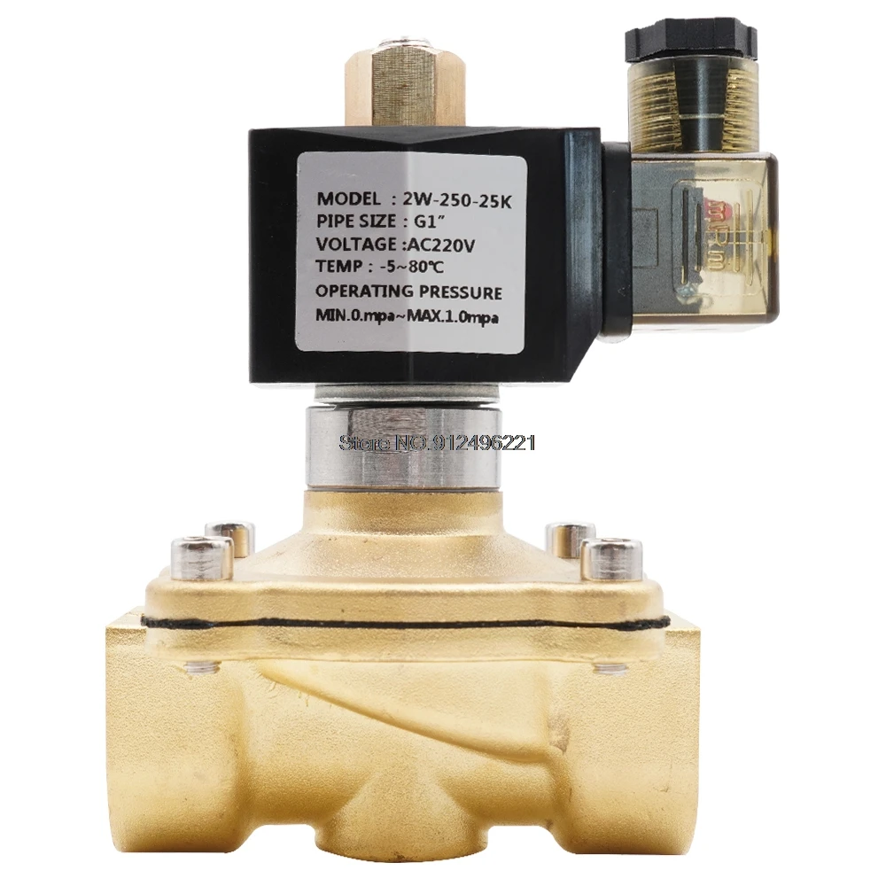 

Латунный нормально открытый электромагнитный клапан, G3/8 "do G2", уплотнение NBR EPDM VITON, AC220V DC12V 24V, IP65 Водяной клапан, устойчивый к высоким температурам