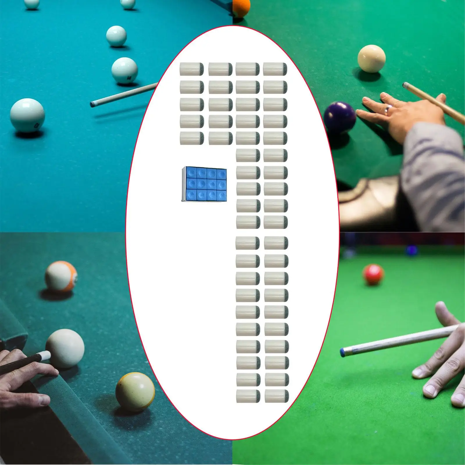 

50Pcs Slip on Pool Cue Tips Replacement Portable Lightweight Billiard Supplies 13mm Pool Stick Tips for Players Women Adults