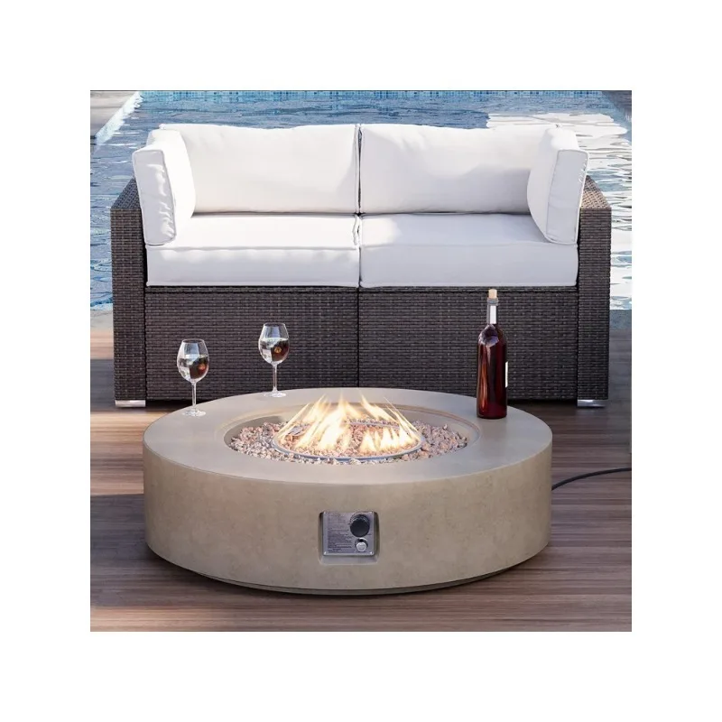 

Уличный круглый стол для пропана, 41-дюймовый стол, сертифицированный CSA, яма 50000 БТЕ, бесплатная водонепроницаемая крышка и пожарная стойка