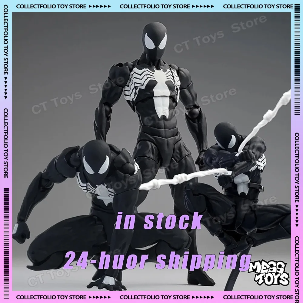 

In Stock Mess Toys Black Spider-Man Figure Suit Neighbor Symbiote Scarlet Spider Kaine Parker Black Red Action Figure Model Toy