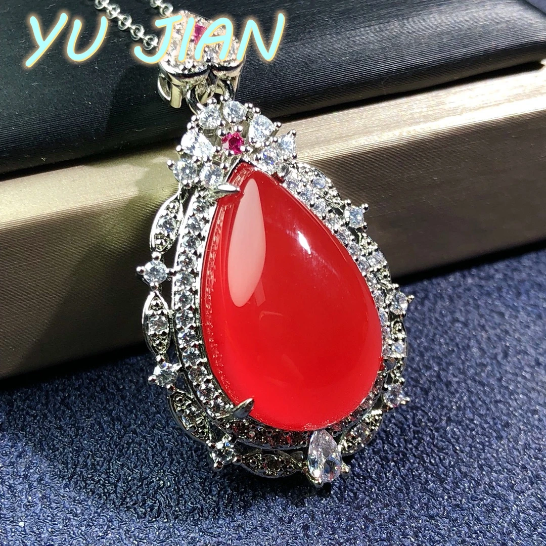 Natural Green Jade Pendant 925 Silver Necklace Jadeite Chalcedony Amulet Fashion Charm Jewelry Gifts for Women Her