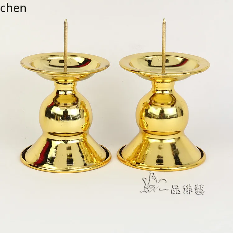 Cz alloy candlestick gold plated iron candle base buddhist supplies ordinary for home candlestick