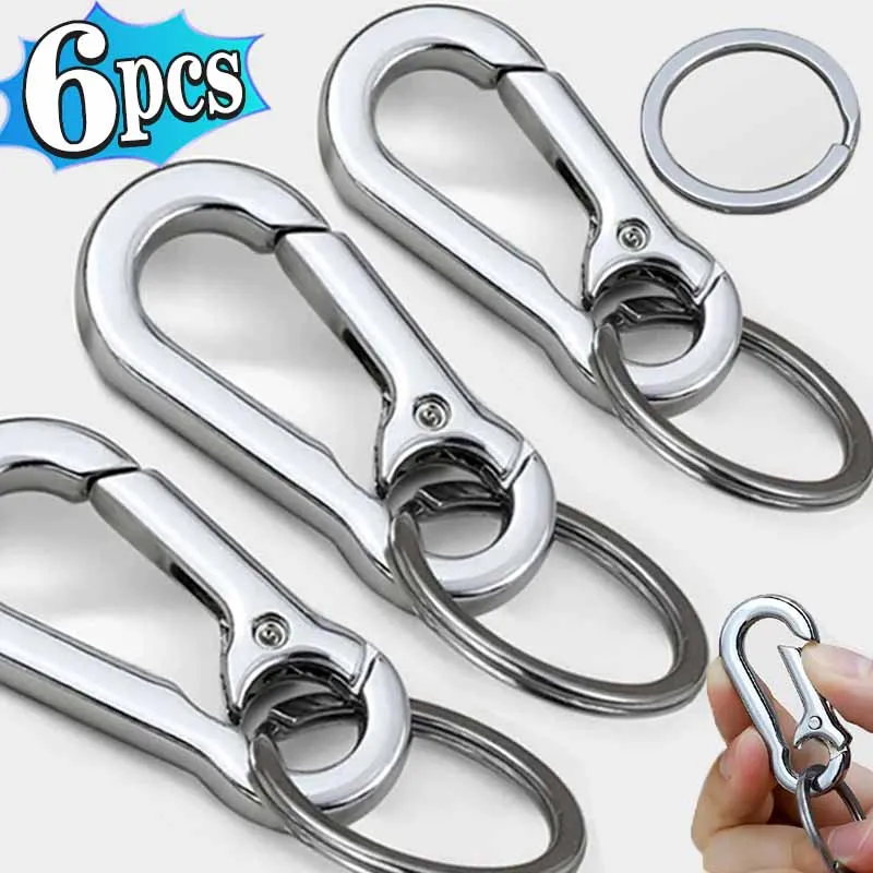 1/6pcs Gourd Buckle Keychains Climbing Hook Stainless Steel Car Strong Carabiner Shape Keychain Accessories Metal Key Chain Ring