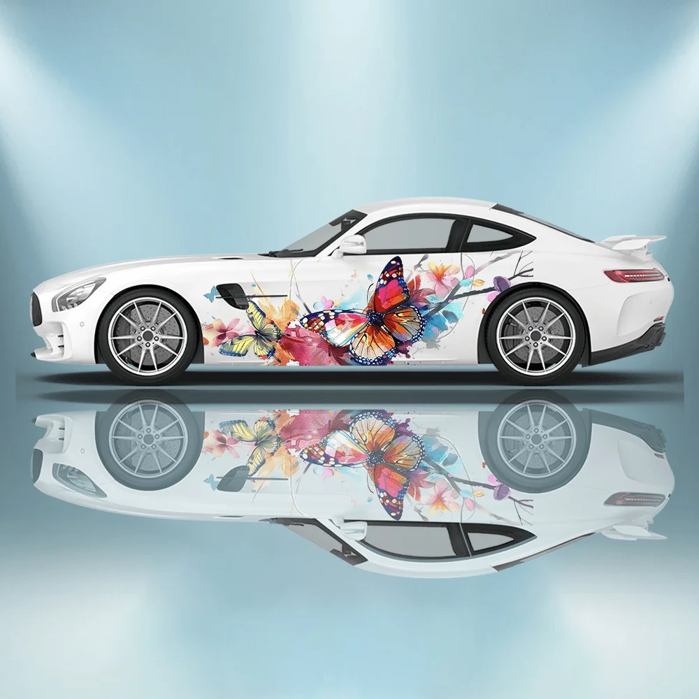 Dancing Colorful Butterflies Car Sticker Full Body Decoration Covering Scratches Protect Auto Sticker Waterproof Car Vinyl Wraps