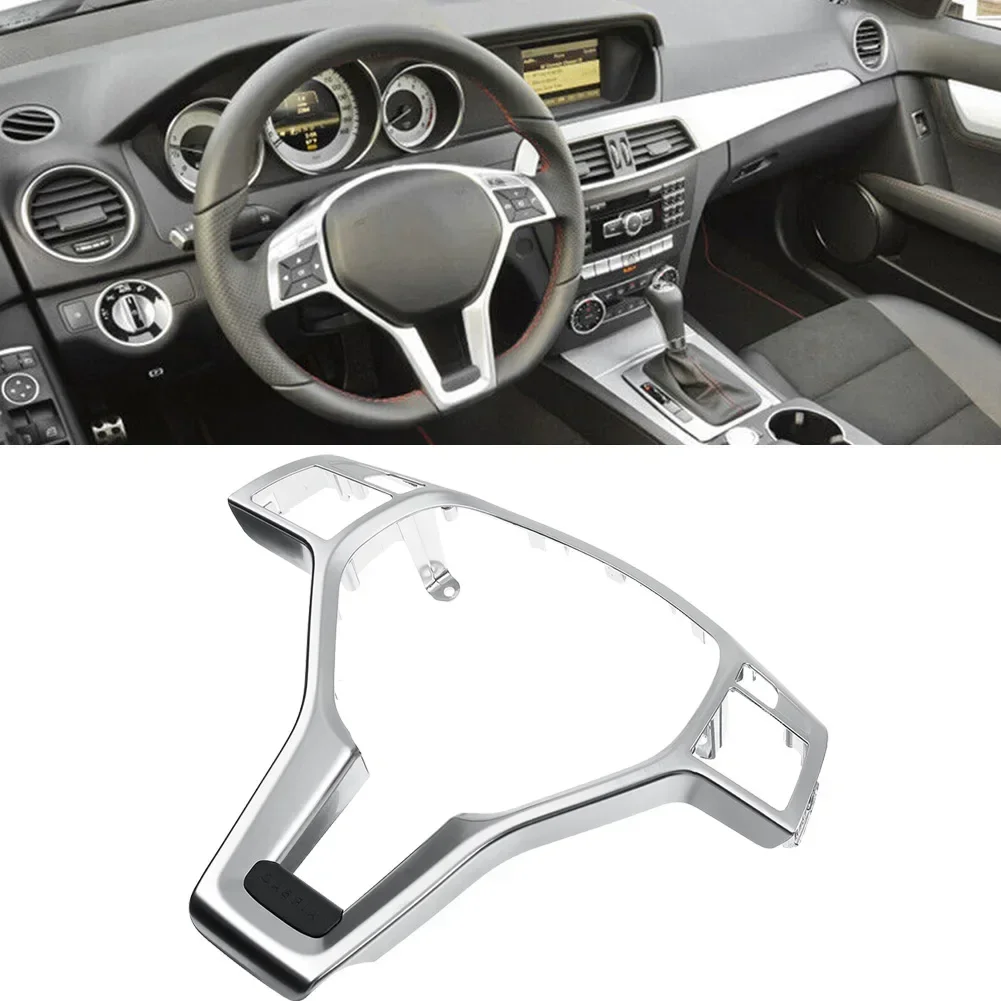 1pc For Mercedes For Benz Steering Wheel Trim Cover Accessories Silver For Mercedes For Benz W204 W212 C E CLA 2012-2014