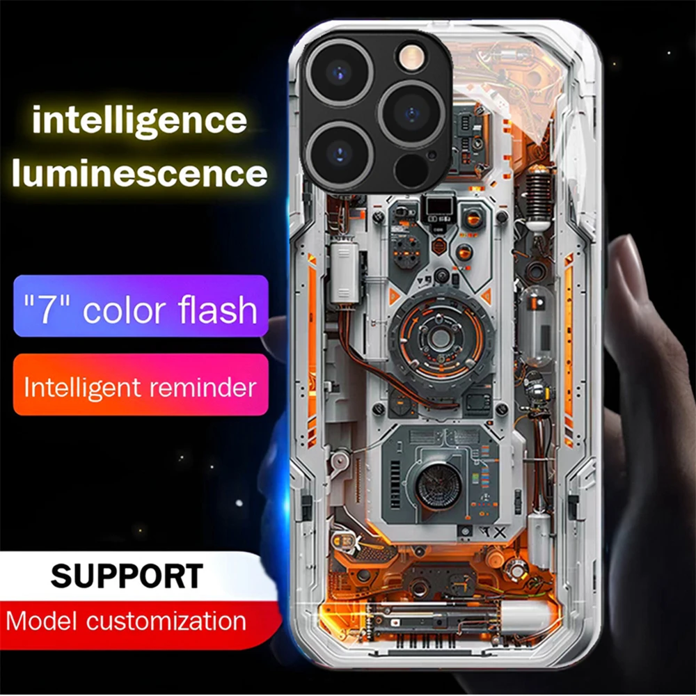 

Golden Electric Board Led Light Phone Case Call Flash Glitter Cover For Samsung S26 S25 S24 S23 S22 S21 S20 FE Plus Ultra