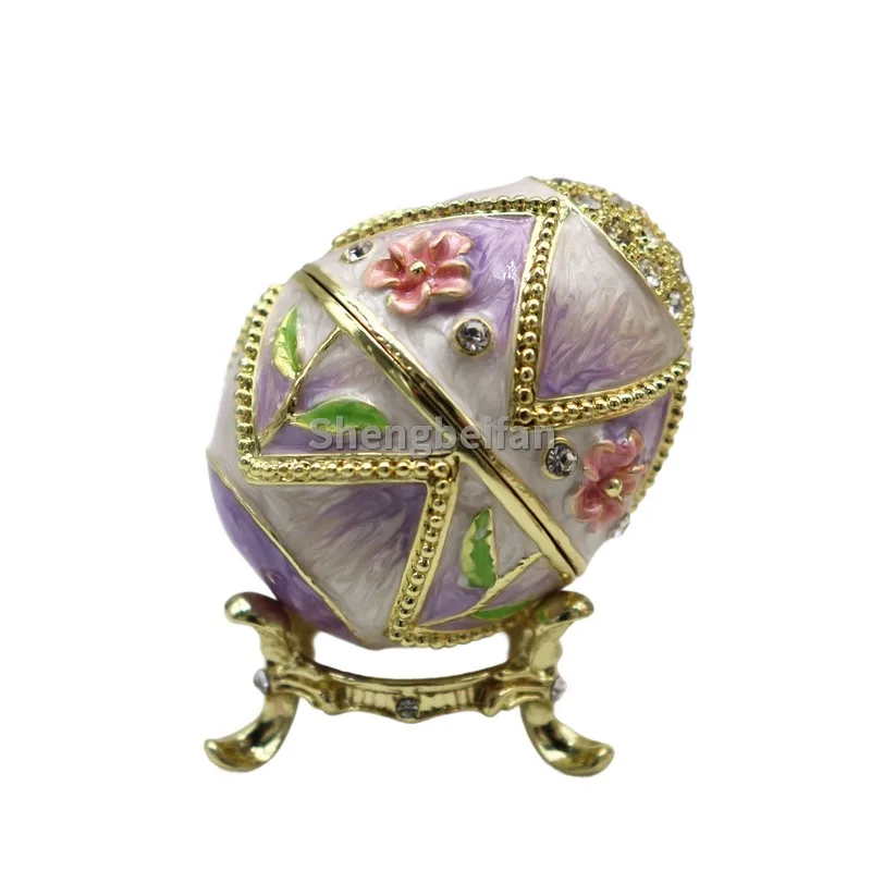 Easter Egg Faberge egg Hand Painted Trinket Box Purple Egg Ornaments to Store Jewelry, Unique Easter Day Gift