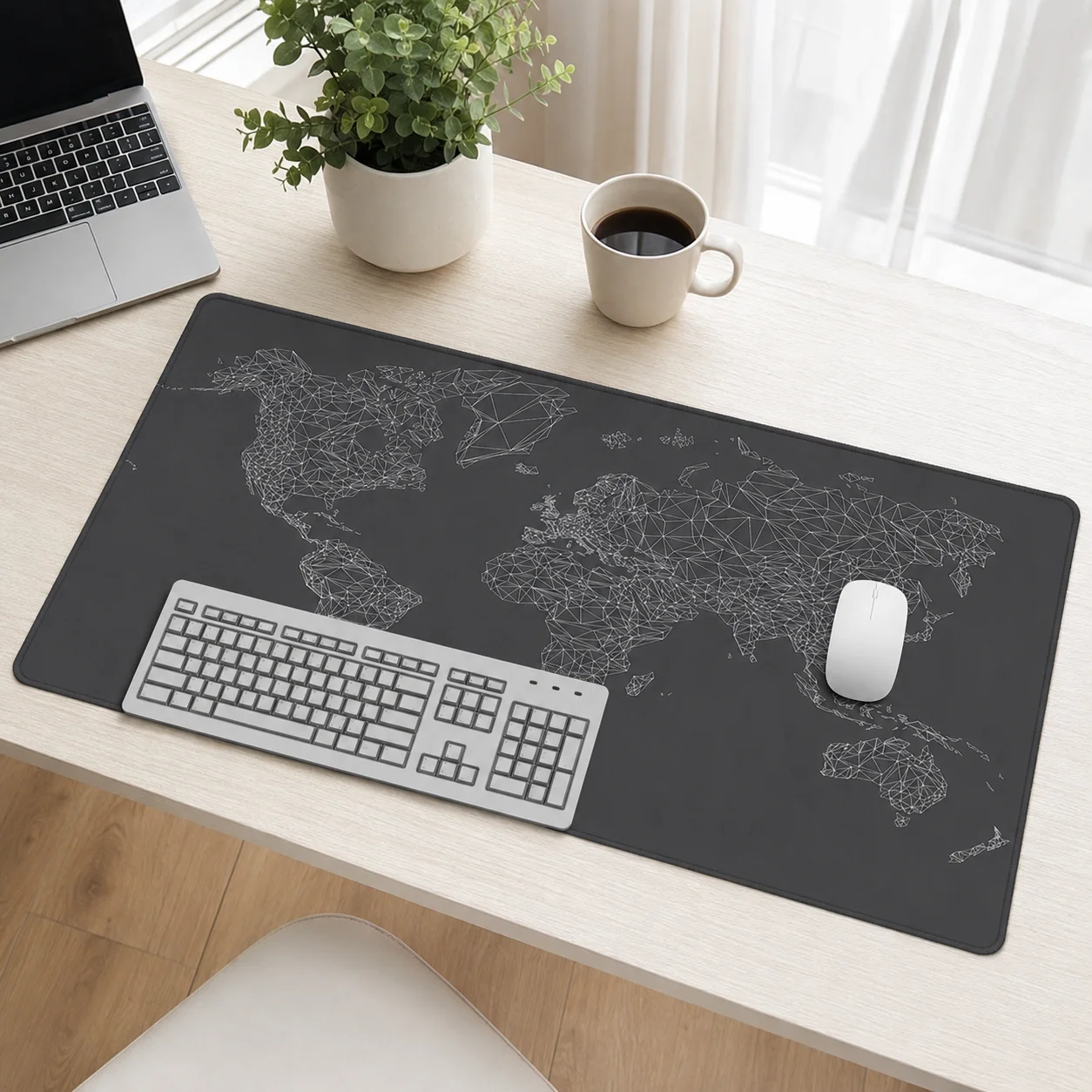 Geometric World Map Mouse Pad Gamer printon demand Home New Custom Mousepad XXL Office Carpet Natural Rubber Mice Pad