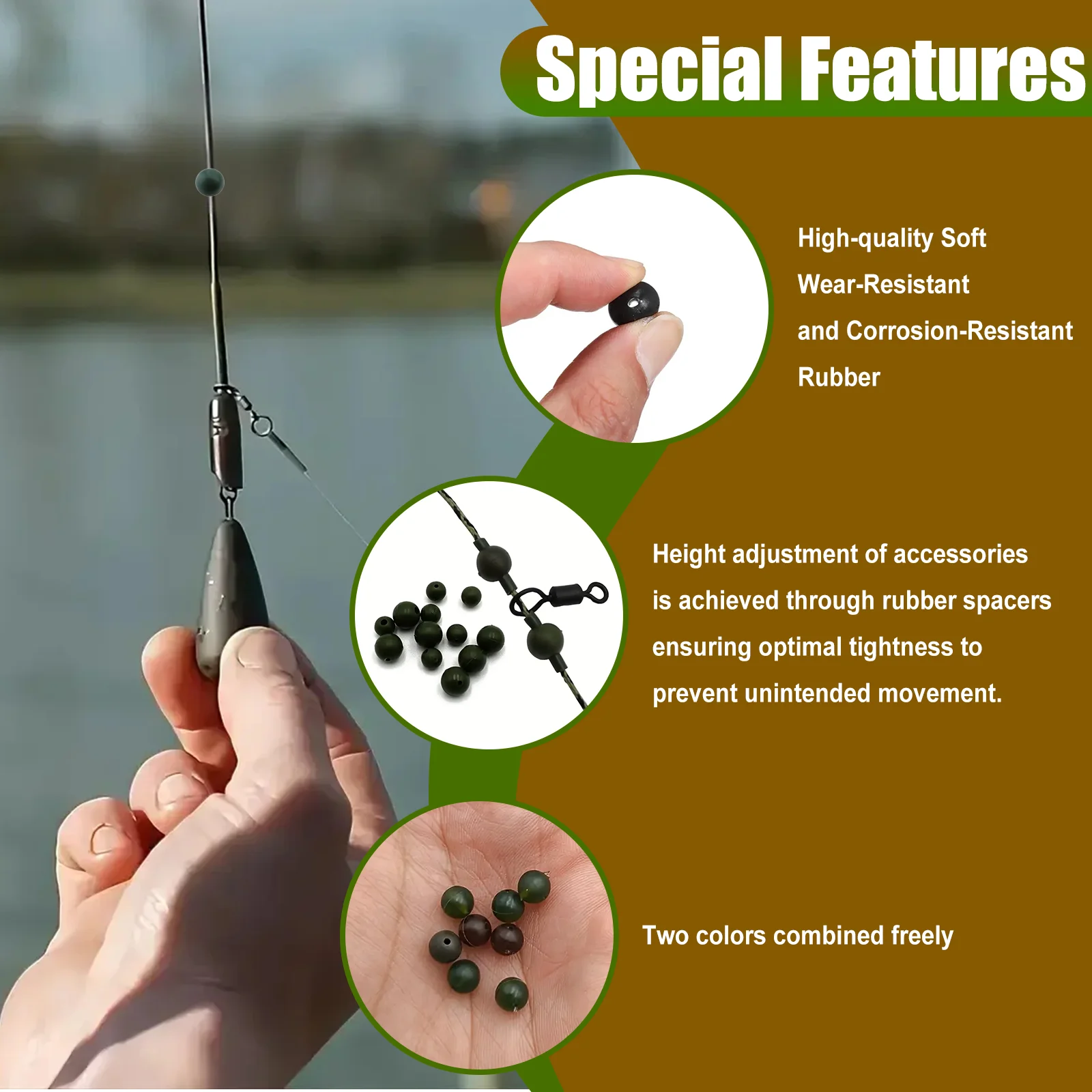 Angel-Gummi-Stopper-Perlen-Sortiment-Set – 120/200/250 Stück 6–8 mm elastische Perlen für Chod Rig, Helicopter Rig, Karpfenangeln A
