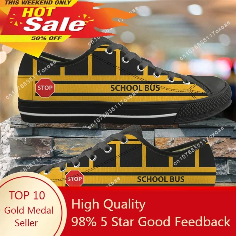 

Yellow School Bus Printed Ladies Shoes Casual Canvas Footwear for Female Low Top Sneakers for Women Vulcanized Girl