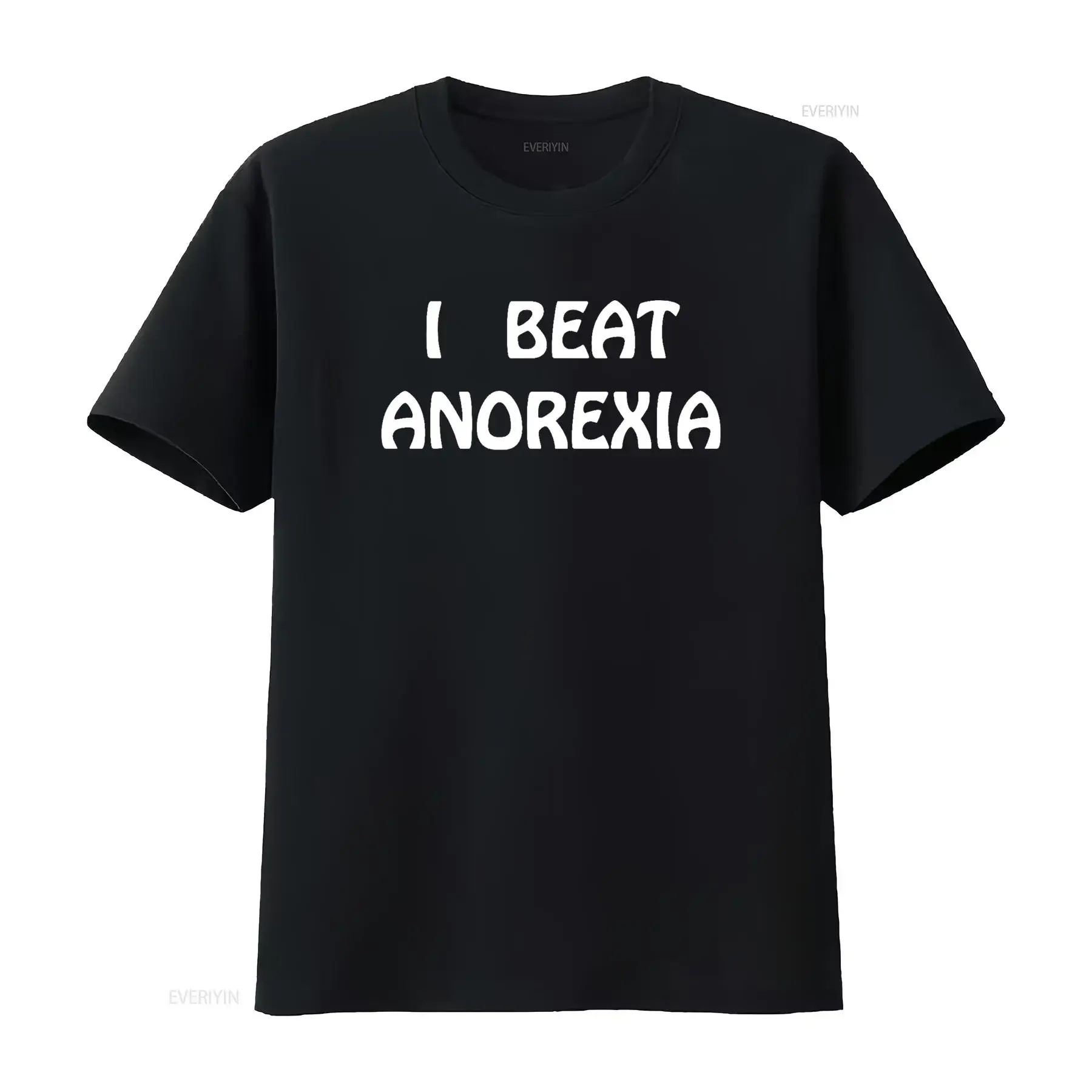 Camiseta I Beat Anorexia vintage lavada suave estirada ligeramente cómoda unisex versátil transpirable moda elegante