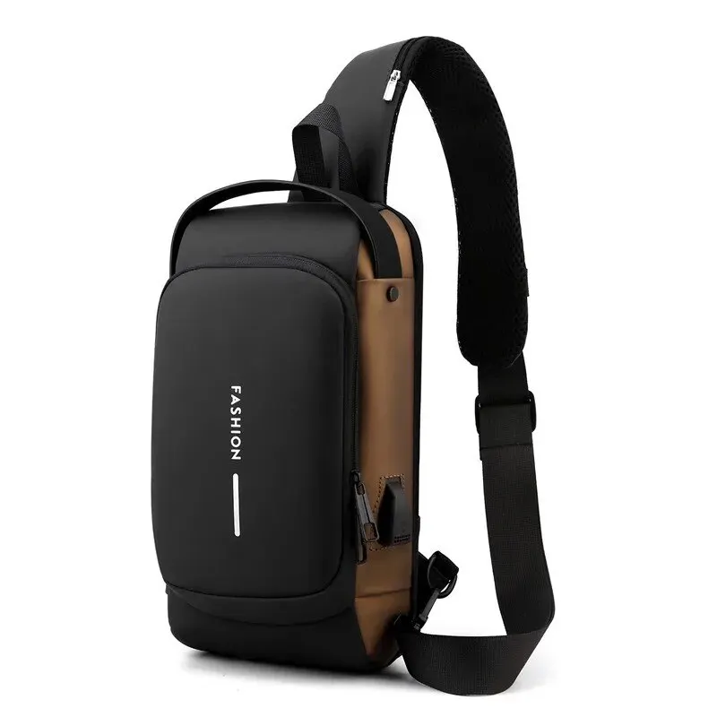 Man Bag One Shoulder Multi-function Messenger Bag Password Lock Sports Bike Bag Waterproof USB Charging Port Anti-theft Chest BA