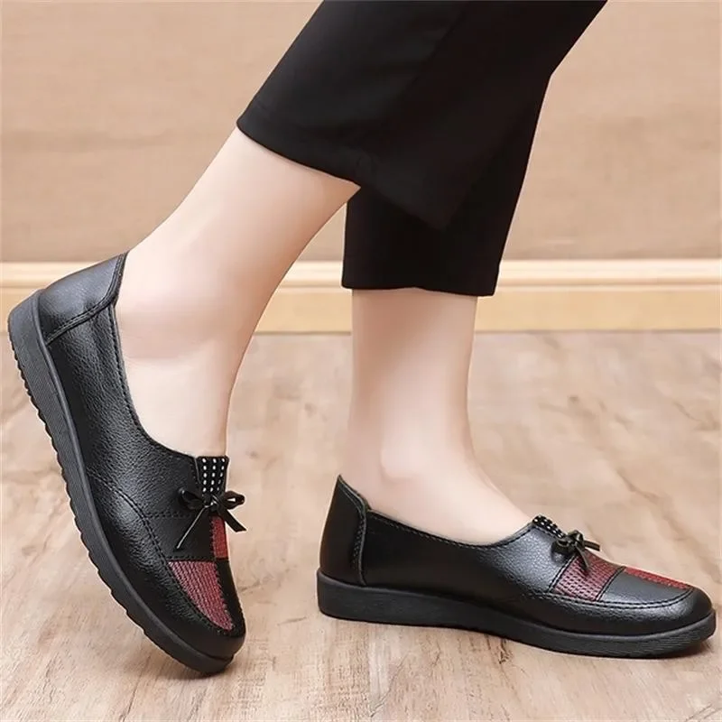 2024 Shoes Women Leather Flats Female Flats Autumn Classic Women's Loafers Casual Leather Mommy Shoes  Zapatos De Mujer