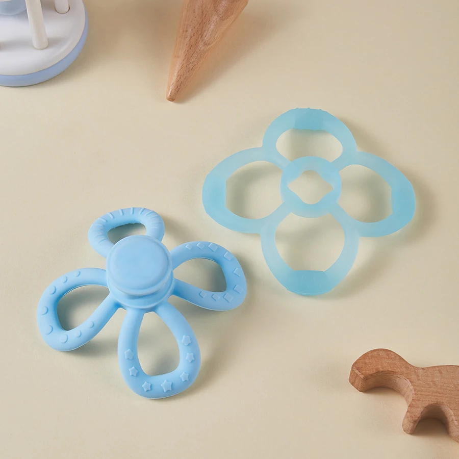 كرة عضاضة للشباب من مطاط السيليكون الناعم على شكل بتلة قابلة للإزالة - لعبة تسنين وقبضة يدوية للطفل #3