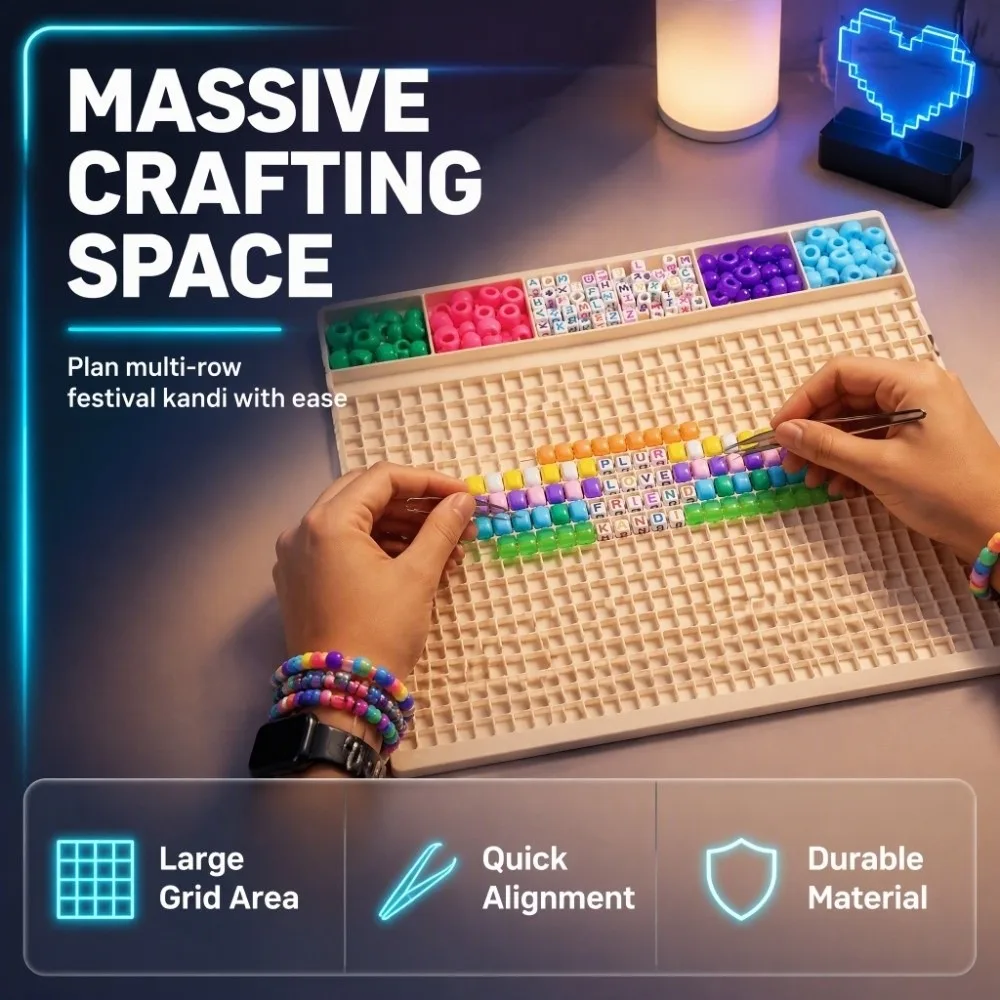 DIY Pony Beads Fast Stringing Tray Multi-Compartment Thickened Bead Bracelet Board Versatile Portable