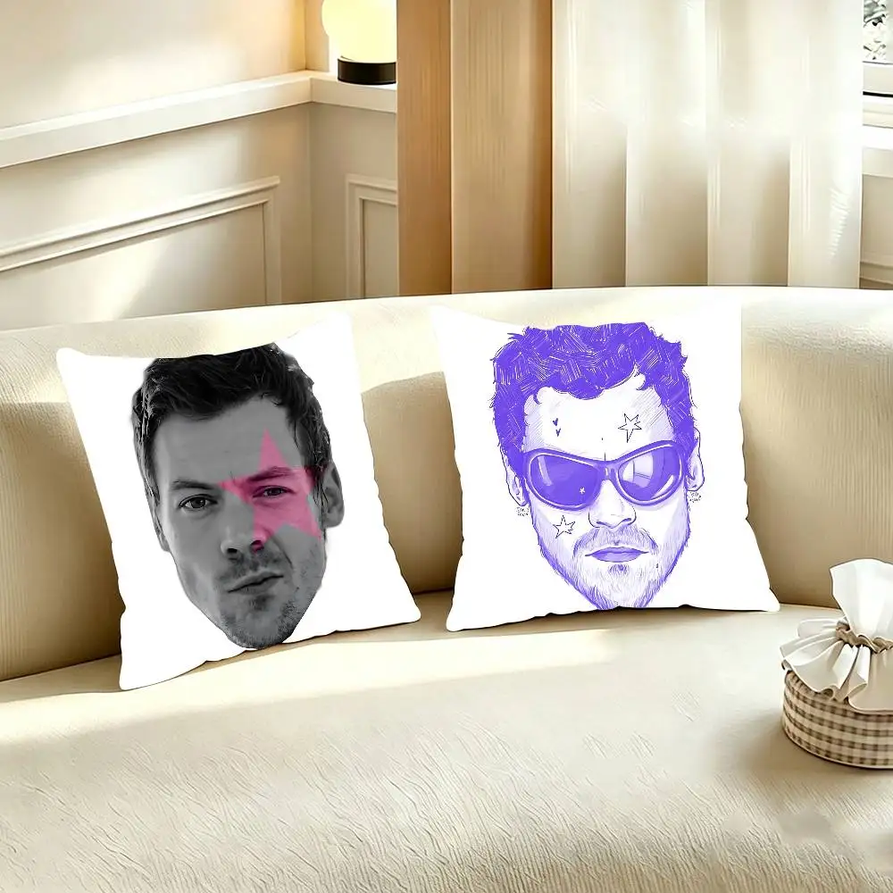 H-Harry S-Styles Polyester Printed Pillow Cover Square 30 35 40 45 50 55 cm Soft for Sofa Bed Car Home Decor