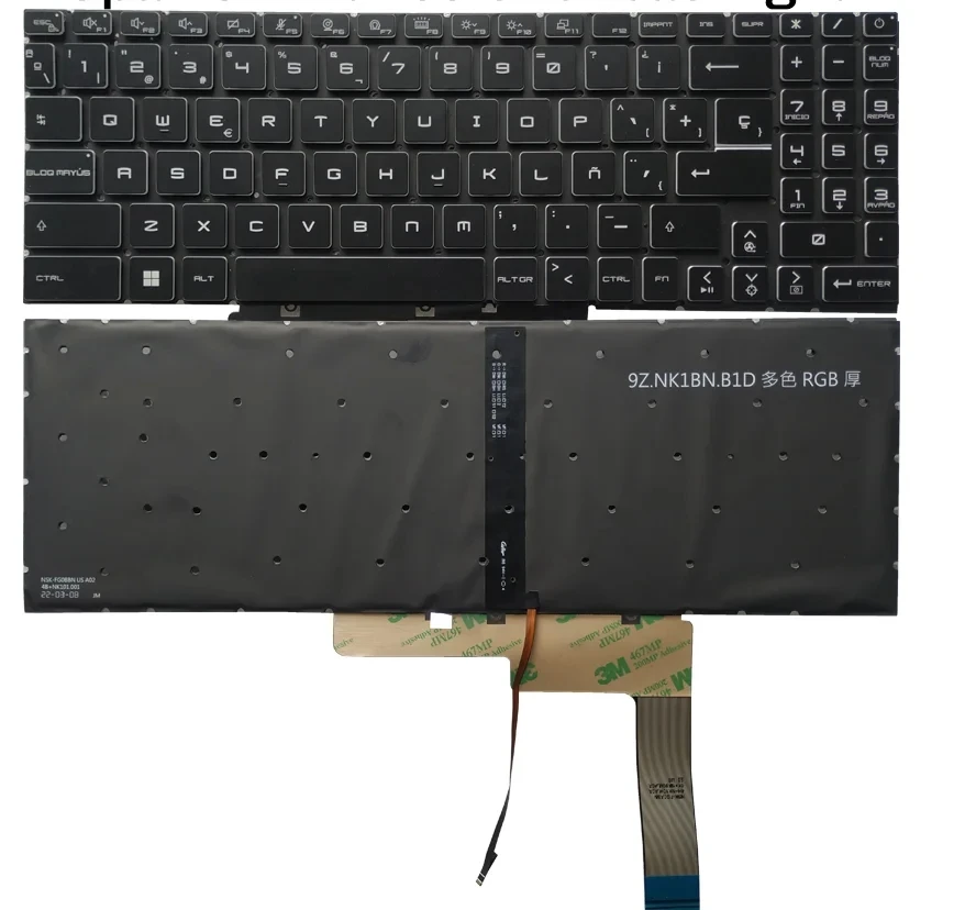 Keyboard For MSI GS76 Stealth 11ue 11ug 11uh MS-17M1 GF76 MS-17L1 GF66 GL66 MS-1581 MS-1582 with backlit Spanish SP layout