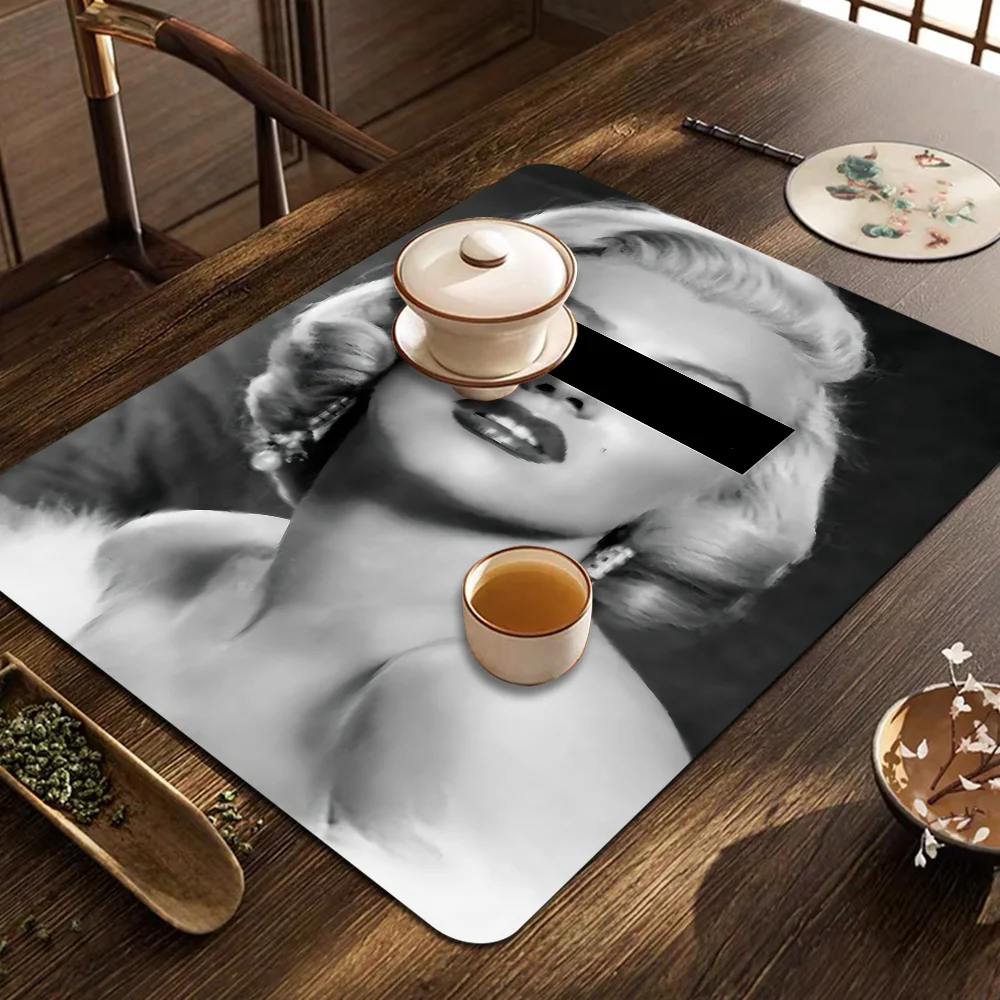 Vintage Marilyn Monroe Kitchen Drainage Mat Retro Style Dish Drying Pads Absorbent Placemats Drainer Tableware Mats Accessories