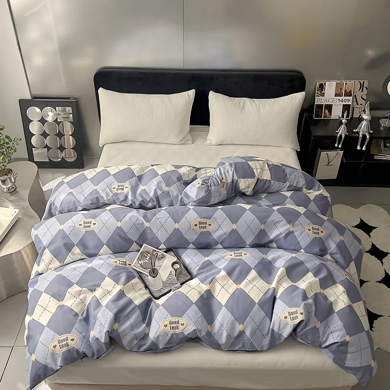

100%Cotton Diamond Shape Duvet Cover Single/Double/Queen Size Blanket Covers Simple and Fresh Style Bedding housse de couettes