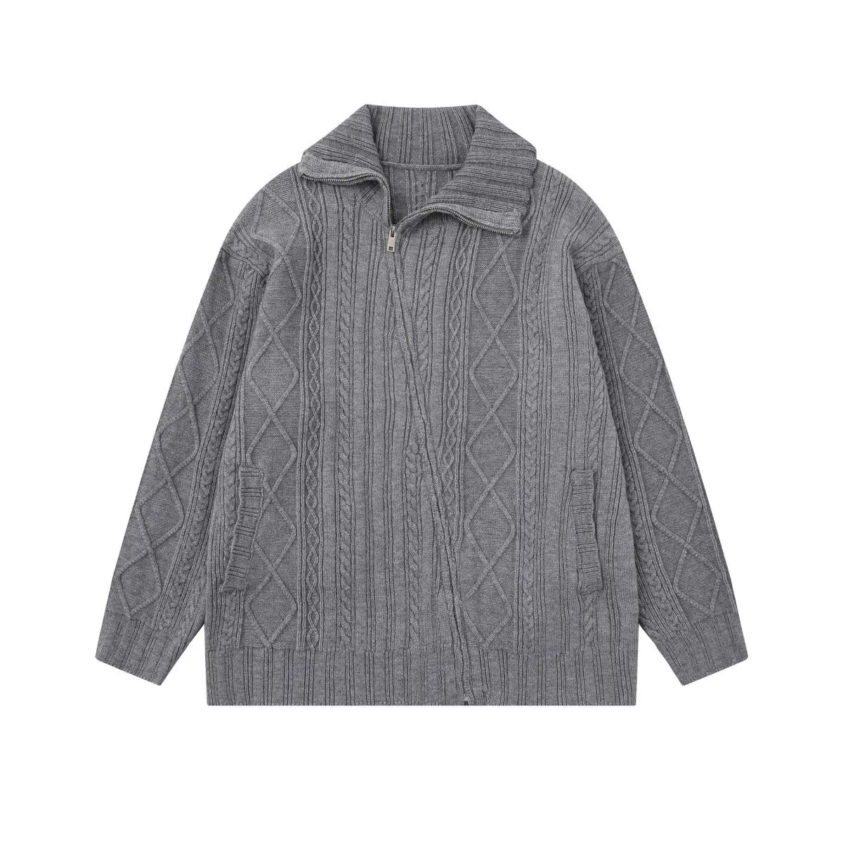 

Осень 2021, новая повседневная мужская и женская вязаная куртка в американском стиле ретро с креативным дизайном молнии