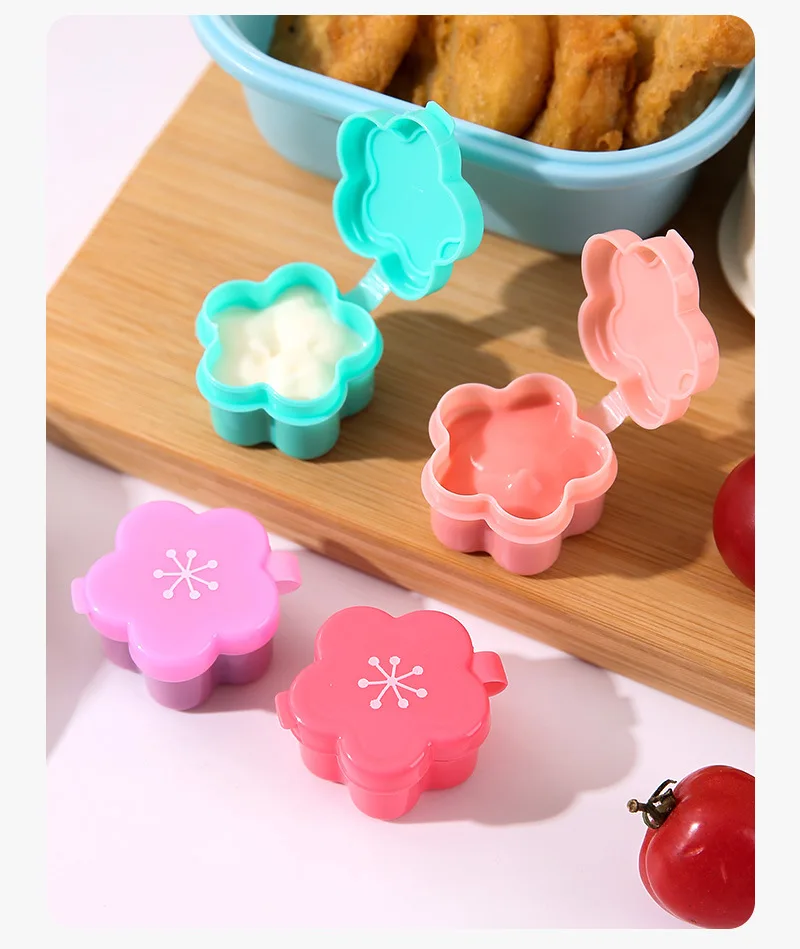 4 stücke Mini Mittagessen Bento Sojasauce Box Nette Design Kunststoff Tragbare Sauce Gläser Würze Spender Mini Salat Tomatensauce Flasche – Detail 25