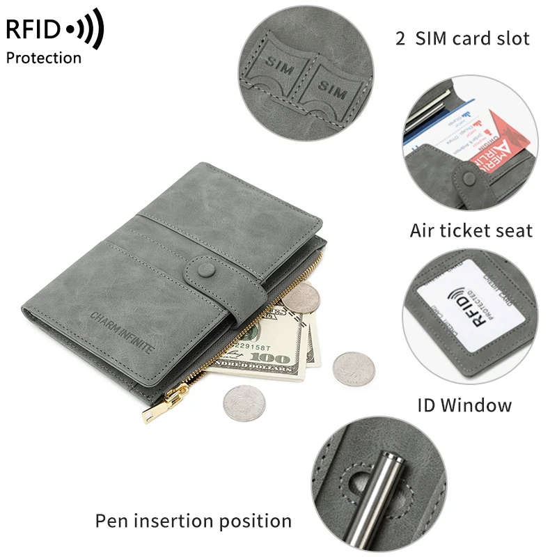 New RFID Retro Passport Case Holder Fashionable Multi functional ID Card Bank Card Passport Bag Travel Accessories