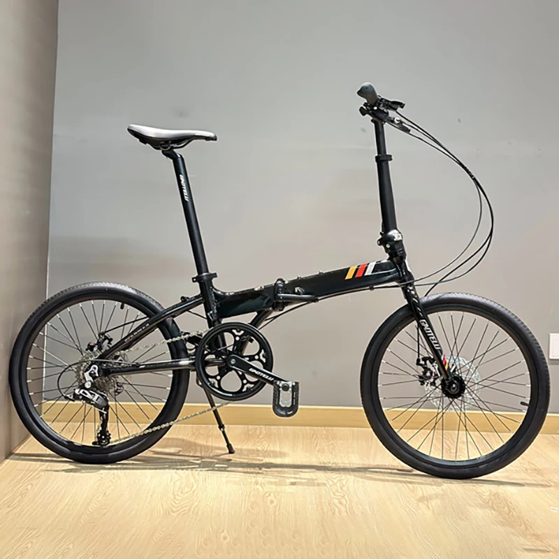 20 Inch Fold Frame Fold City Bicycle 451 Small Wheel Diameter External 9 Speed Disc Brake 52T CNC Crank Group Portable Road Bike