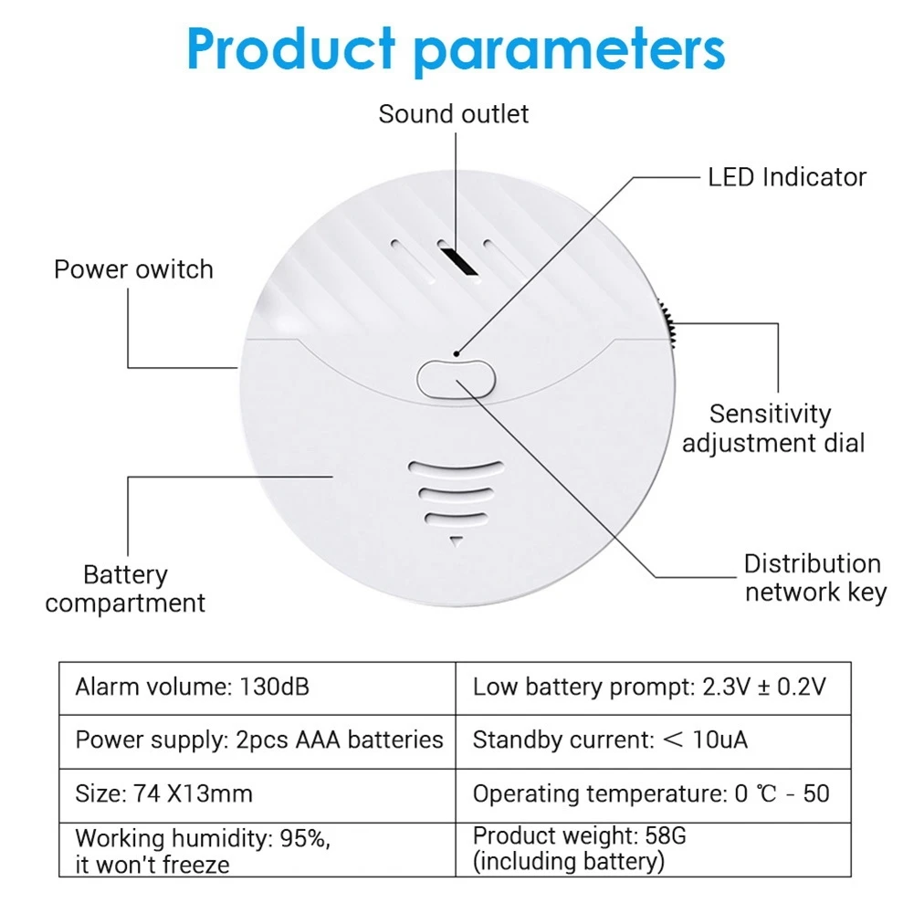 Tuya Smart Wifi Alarm Deur En Raam Trillingssensor Beveiliging Alarm Werkt Met Alexa, Smart Life (Zwart)