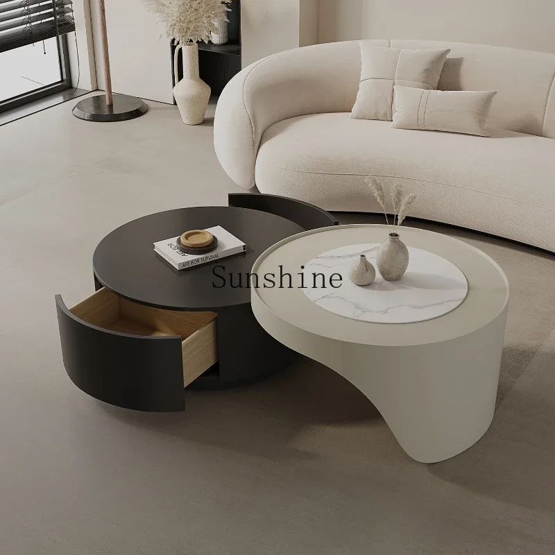 

Cream wind round retractable modern simple creative living room home coffee table