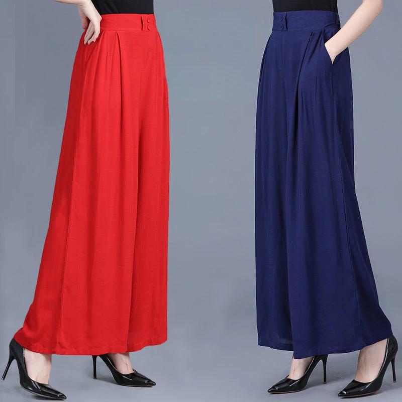 

Spring Summer Cotton Linen Wide-leg Pants Women's Culottes Loose High-waist Pants Draped Plus-size Cropped Skinny Trousers Q856