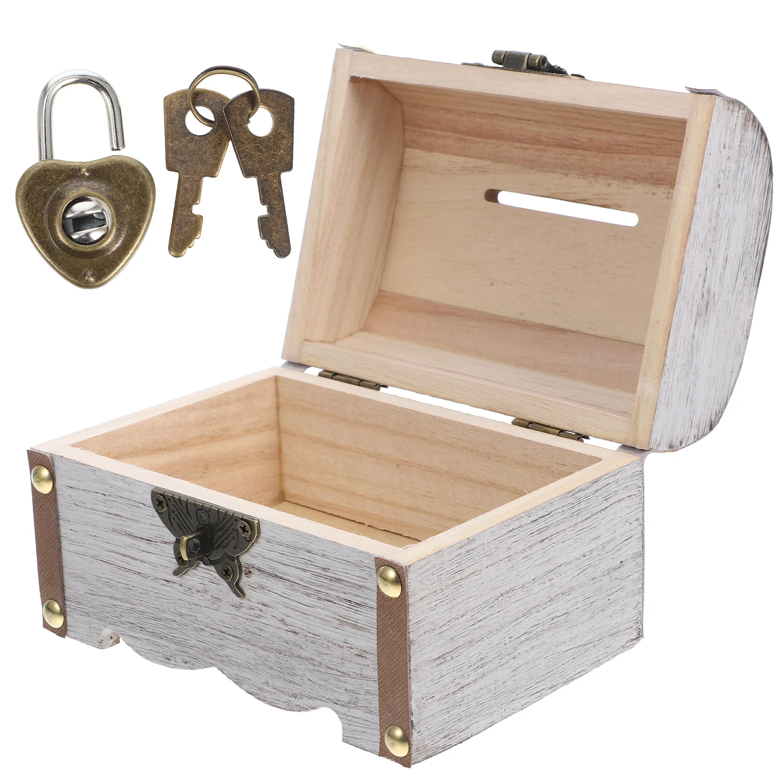 

Vintage Wooden Piggy Bank Coin Bank Cash Box Lockable Decorative Money Saving Chest Keepsake Storage Rustic Money Saver Box