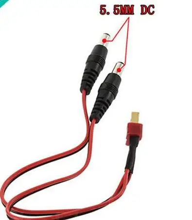 XT60 T Deans Plug To 5.5mm+5.5mm DC Power Supply Wire Cable Adapter for Skyzone Fatshark Goggles Hawkeye FPV Monitor Display