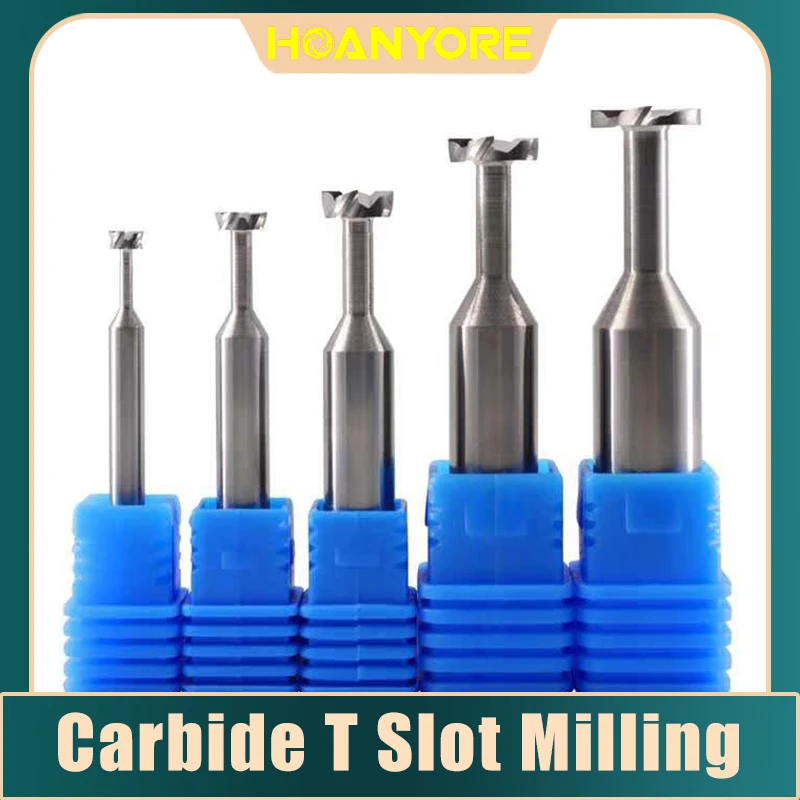 

HOANYORE Carbide T Slot Milling Cutter Tungsten CNC Tool Metal Al Steel Copper Machining 3mm 4mm 6mm 8mm 10mm 12mm