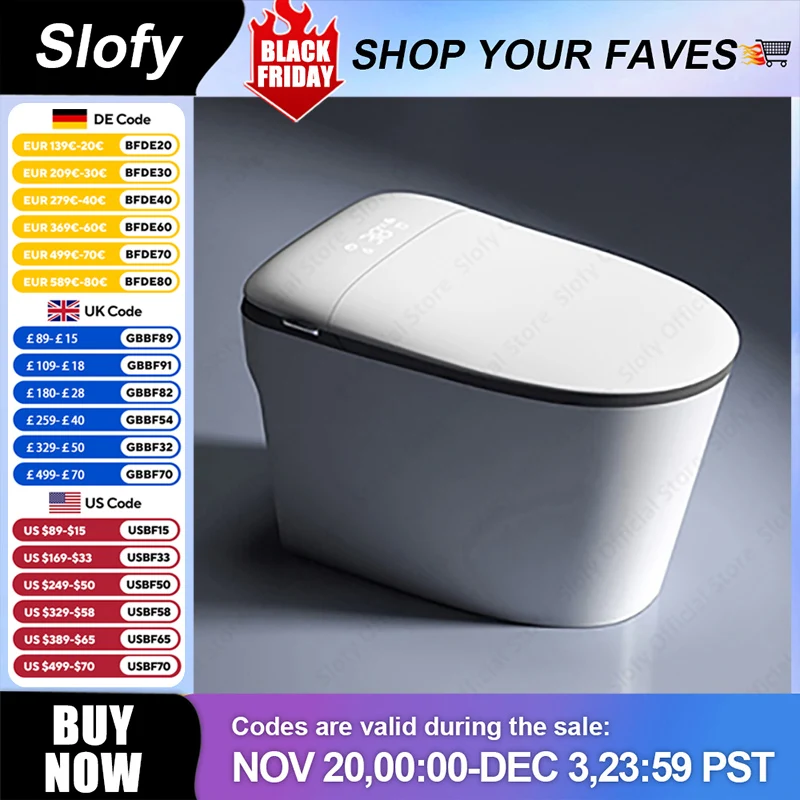 Modern Smart Toilets With Seat Ring Heating Foot Touch Sensor All-in-one Intelligent WC Silent Slow Drop Power Outage Flushing