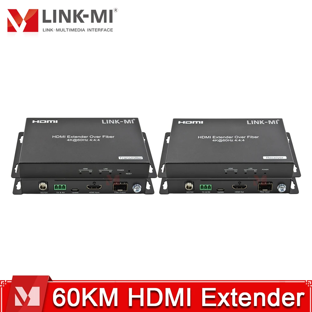 

60KM HDMI Extender Over Fiber 4K@60Hz HDR YUV4:4:4 18Gbps HDCP2.2 RS232 Bi-Directional LPCM7.1 Single/Duplex Fiber Option