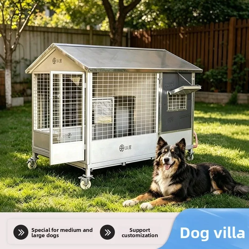 Outdoor large dog cage with roof, rainproof, windproof and warm kennel