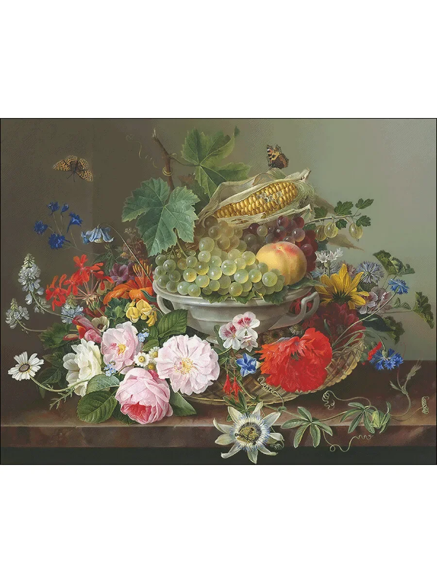 [ZZ4669-Flower and Fruit Autumn Fragrance] Stamped Cross Stitch Kit 14CT 16CT Printed Canvas Cotton Thread Embroidery Wall Decor