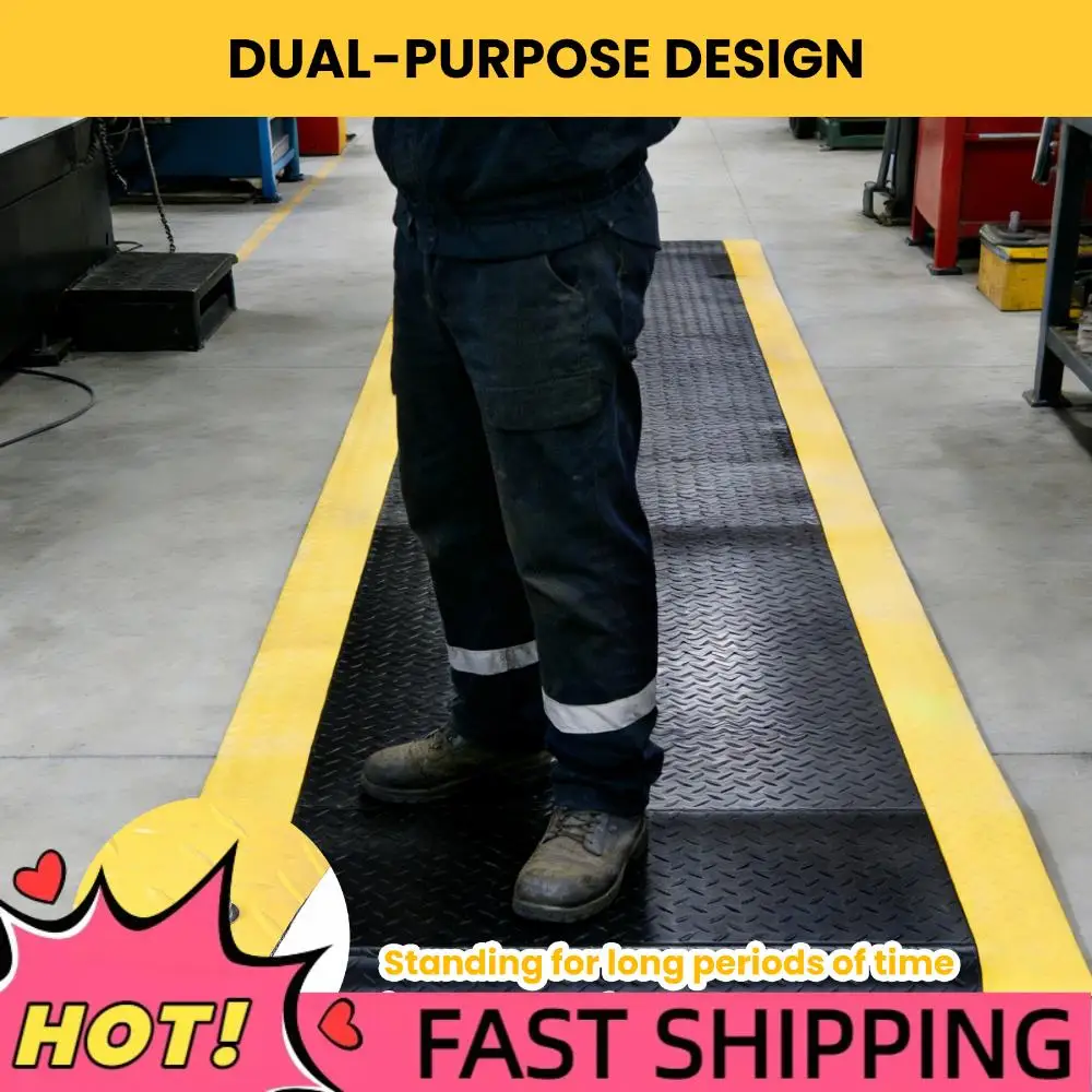 

Промышленный противоусталостный коврик 144x36 дюймов с желтой защитной окантовкой, эргономичный комфортный коврик для работы стоя для гаражей и складов