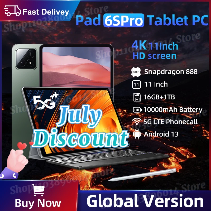 New Original Global Version Pad 6S Pro Snapdragon 888 Tablet PC Xiao Android 13 10000mAh 16GB+1TB 5G Dual SIM Card HD 4K Mi Tab