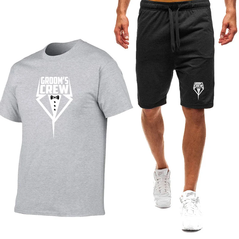 Team Groom Summer Popular Men's T-shirt + Shorts Suit Sports Print Casual Fashion Short-sleeved T-shirt Suit Men's Jogging Suit view 3