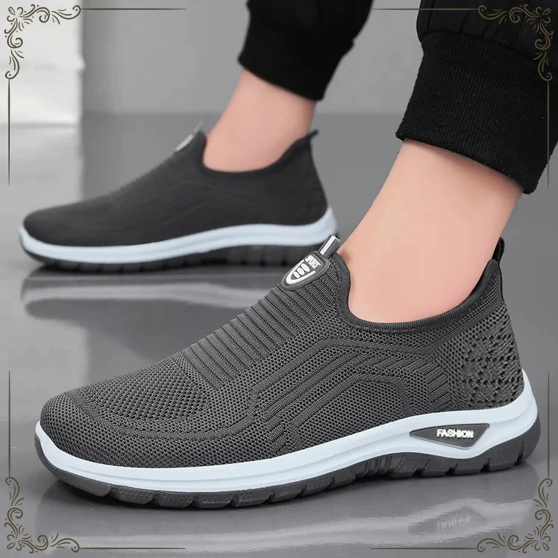 Summer Mesh Breathable Men Shoes Slip on Loafers No-slip Outsole Casual Walking Sneaker Lightweight Fashion Couple Shoes for Man