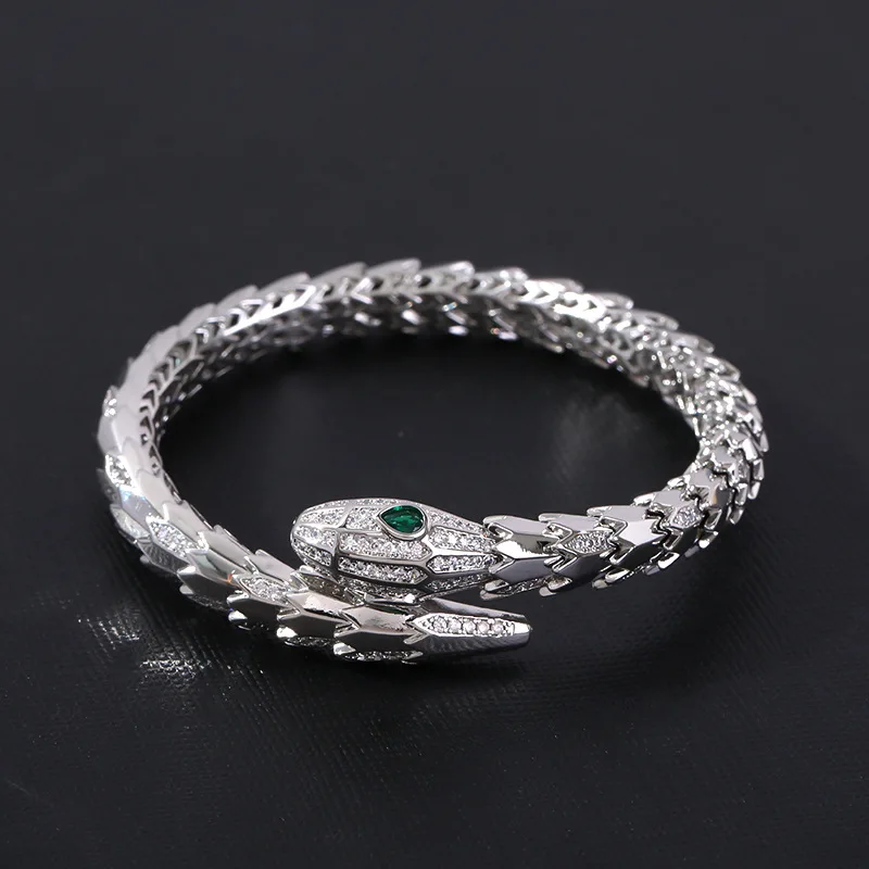 Bilincolor Charming Zircon Snake Cuff Bracelet for Gift