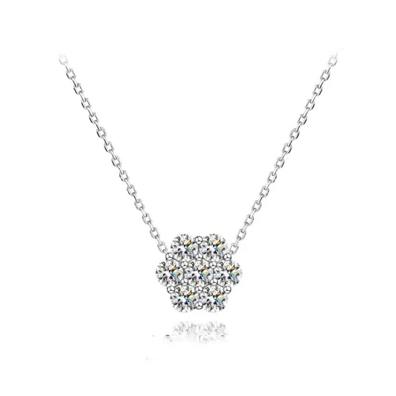 

ZFSILVER Fashion Trendy Classic 925 Silver Moissanite Design 7 Flower Necklace For Charm Women Accessories Jewelry Gift 65225522