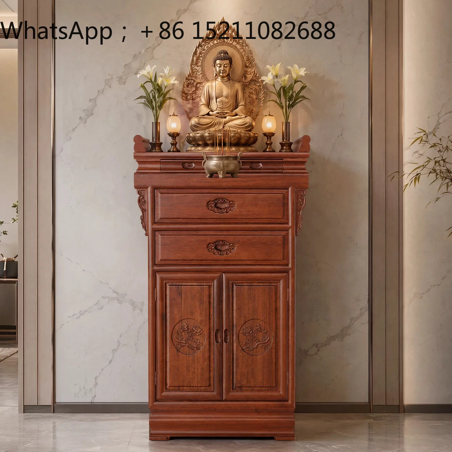 LLY new Chinese-style offering altar integrated God of Wealth Buddha cabinet Guanyin Bodhisattva household shrine