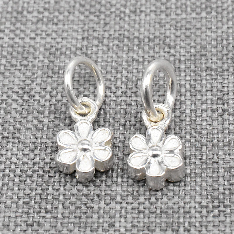 2 Pieces Small Daisy Sunflower Charms Double Sided in 925 Sterling Silver for Bracelet Necklace and Earring Making